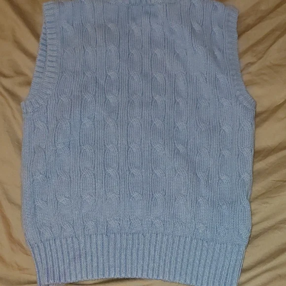 Polo by Ralph Lauren Boy's Light Blue V-Neck Sweater Vest - Picture 4 of 4